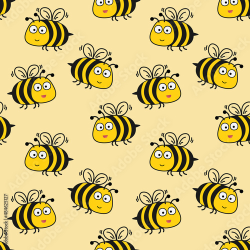 bee seamless pattern background vector illustration