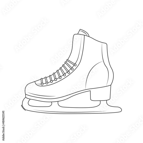 Ice Skating Shoes Outline Icon Illustration on White Background
