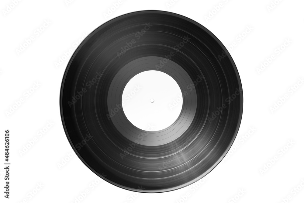 Vinyl record with bank label isolated on white background. Mock up Vinyl record with bank label isolated on white background. Mock up