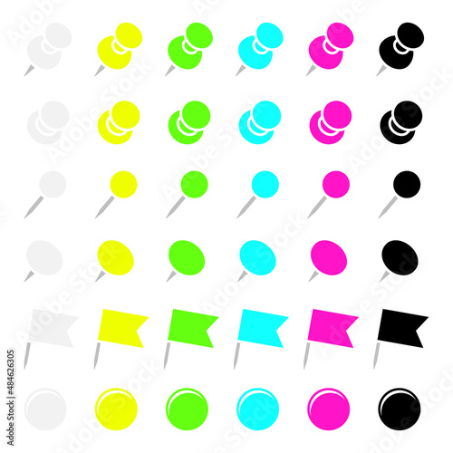 Set Sechs Verschiedene Grafische Pins Nadeln Flaggen Und Magnete Neon