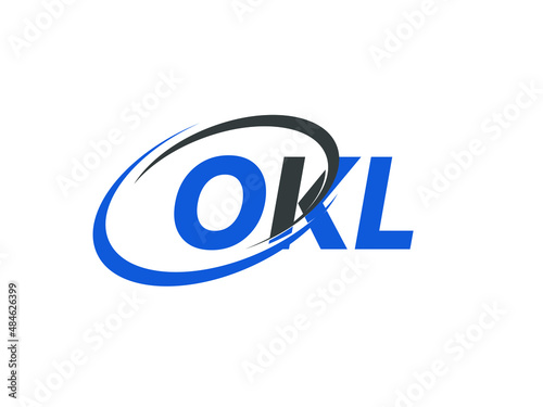 OKL letter creative modern elegant swoosh logo design