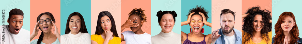 Emotional closeup portraits of young men and women Emotional closeup portraits of young men and women