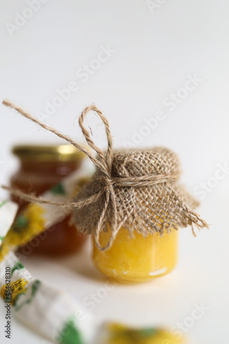 Natural honey in the lar on the food photography
