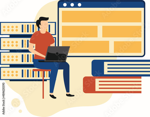 Online Big Data Courses flat modern design