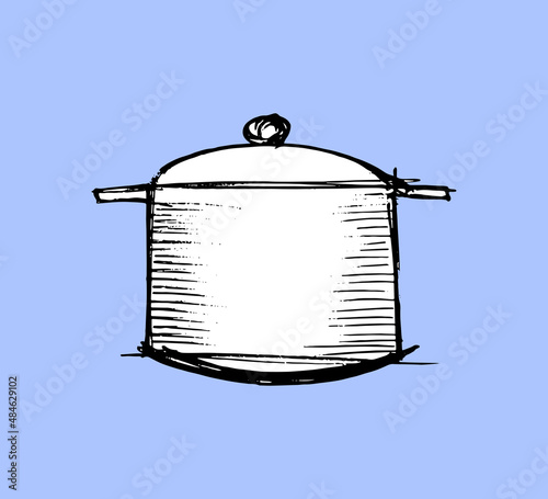 Saucepan sketch. Kitchen appliance.