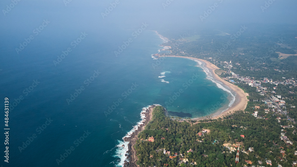  Aerial view of Dikwella beach, Sri Lanka. High quality photo