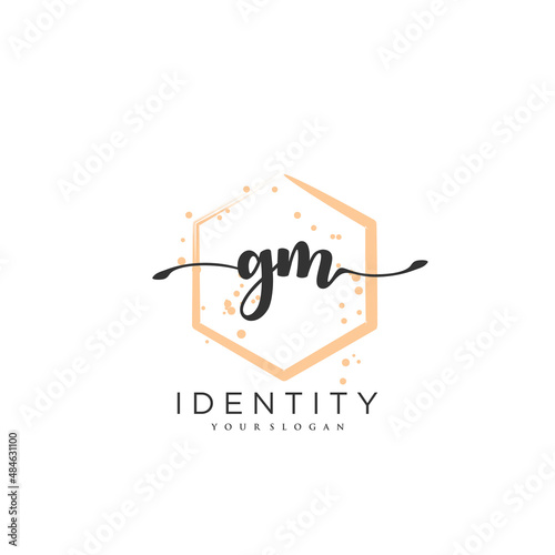 GM Handwriting logo vector of initial signature, wedding, fashion, jewerly, boutique, floral and botanical with creative template for any company or business.