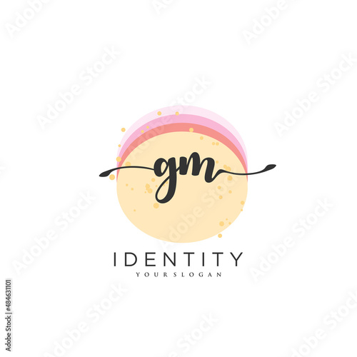 GM Handwriting logo vector of initial signature, wedding, fashion, jewerly, boutique, floral and botanical with creative template for any company or business.