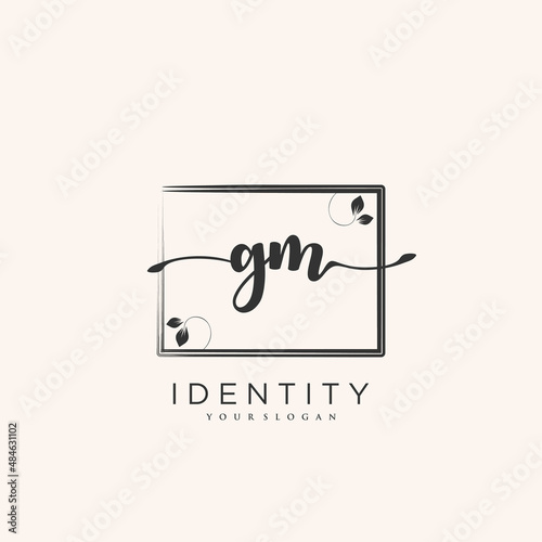 GM Handwriting logo vector of initial signature, wedding, fashion, jewerly, boutique, floral and botanical with creative template for any company or business.