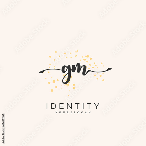 GM Handwriting logo vector of initial signature, wedding, fashion, jewerly, boutique, floral and botanical with creative template for any company or business.
