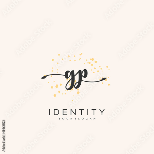 GP Handwriting logo vector of initial signature, wedding, fashion, jewerly, boutique, floral and botanical with creative template for any company or business.
