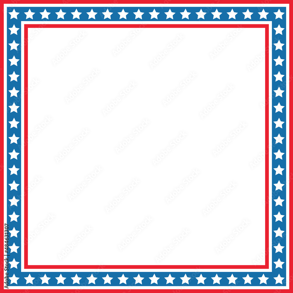 Obraz premium American patriotic border frame, banner. Isolated on white background. Template design for cards, invitations.