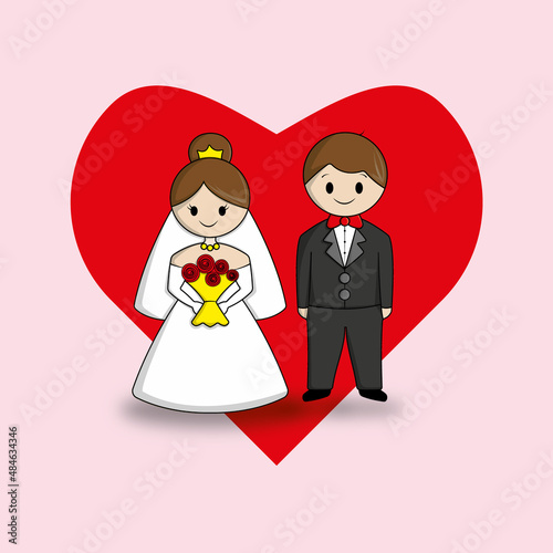 cute bride and groom