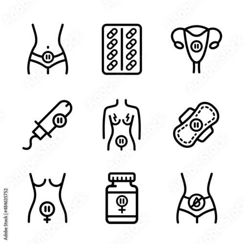 Menopause line icons. Woman Sickness. Vector signs for web graphics