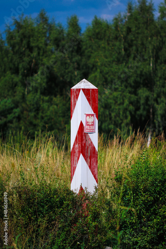 Polish border wooden post