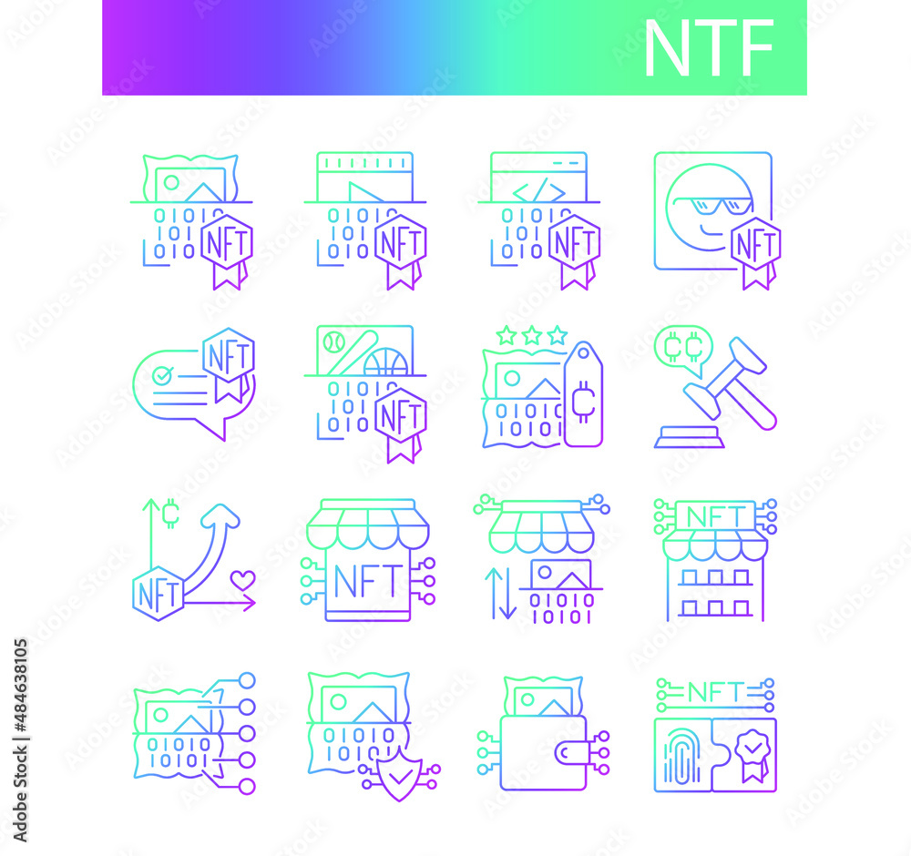 NFT gradient icons set for web design, templates and more NFT gradient icons set for web design, templates and more