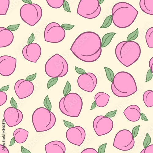 Seamless vector pattern with plum fruits. Vector texture with berries