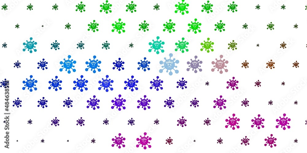 Light Multicolor vector background with covid-19 symbols.