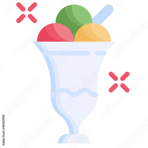 ICE CREAM flat icon,linear,outline,graphic,illustration