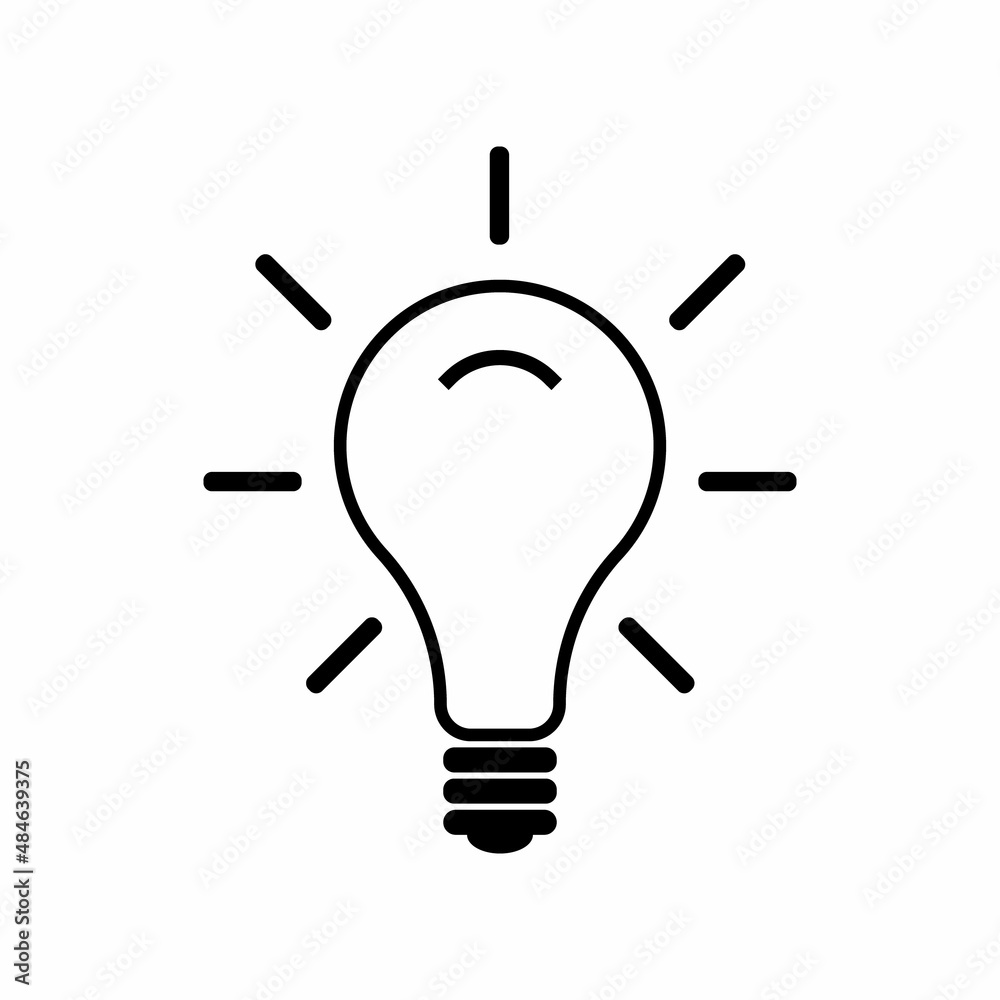 Lightbulb icon. Black and white light icon symbol vector illustration. Lightbulb icon. Black and white light icon symbol vector illustration.