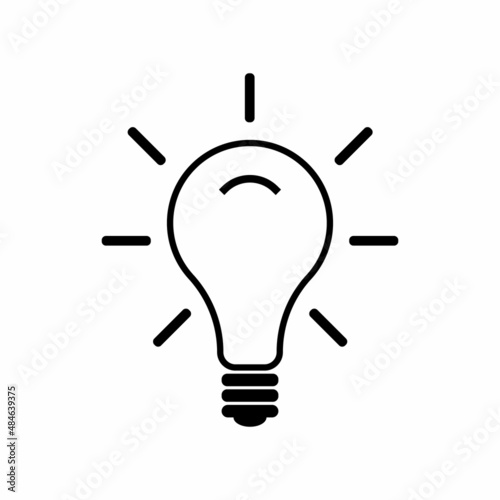 Lightbulb icon. Black and white light icon symbol vector illustration.