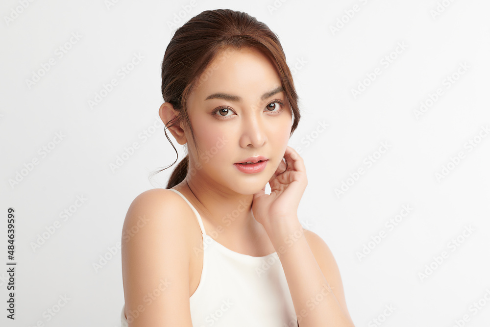 Beautiful young asian woman with clean fresh skin on white background, Face care, Facial treatment, Cosmetology, beauty and spa, Asian women portrait. Beautiful young asian woman with clean fresh skin on white background, Face care, Facial treatment, Cosmetology, beauty and spa, Asian women portrait.