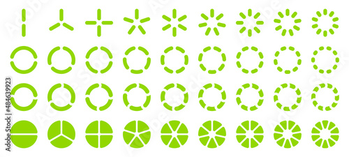 Set Gerundete Tortendiagramme Grün