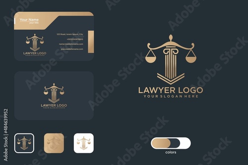 Law firm with pillar logo design and business card