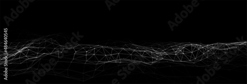 Technological wave of dots and lines. Technology background concept. Big data visualizations. Network connections. Vector illustration for website.