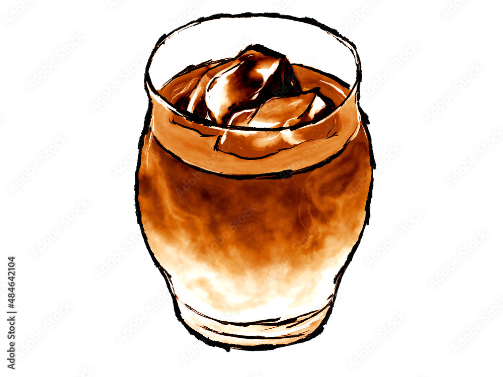 筆で描いたカフェオレのイラスト Stock Illustration Adobe Stock