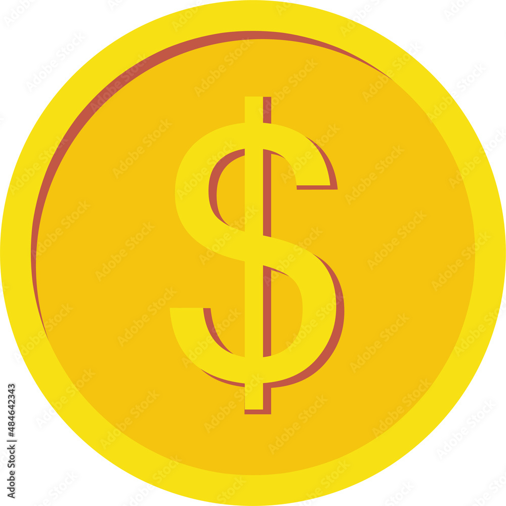 gold coin icon. With dollar sign. flat Vector illustration isolated on white background. gold coin icon. With dollar sign. flat Vector illustration isolated on white background.