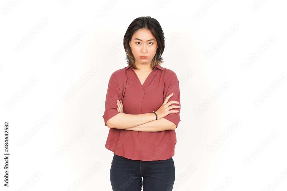 Angry and Feeling Upset Of Beautiful Asian Woman Isolated On White Background Angry and Feeling Upset Of Beautiful Asian Woman Isolated On White Background