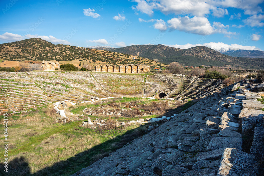 Afrodisias Ancient city stadium. (Aphrodisias) was named after Aphrodite, the Greek goddess of love. The UNESCO World Heritage. Aydın, Turkey.