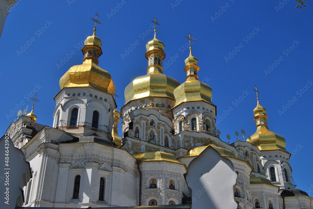 Kiev-Pechersk Lavra in Ukraine in the spring. The monastery. Orthodox architecture of churches in Kiev in Ukraine. Kiev. Ukraine.