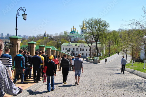 Kiev-Pechersk Lavra in Ukraine in the spring. The monastery. Orthodox architecture of churches in Kiev in Ukraine. Kiev. Ukraine.