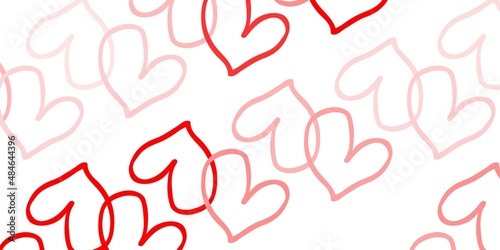 Light Red vector background with hearts.