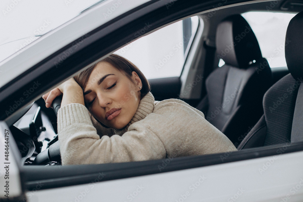 Woman fell asleep in car while driving
