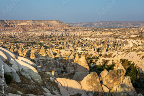 Kapadokya, Turkey – November 2020. magical landscape of fairy chimneys in Cappadocia central Turkey