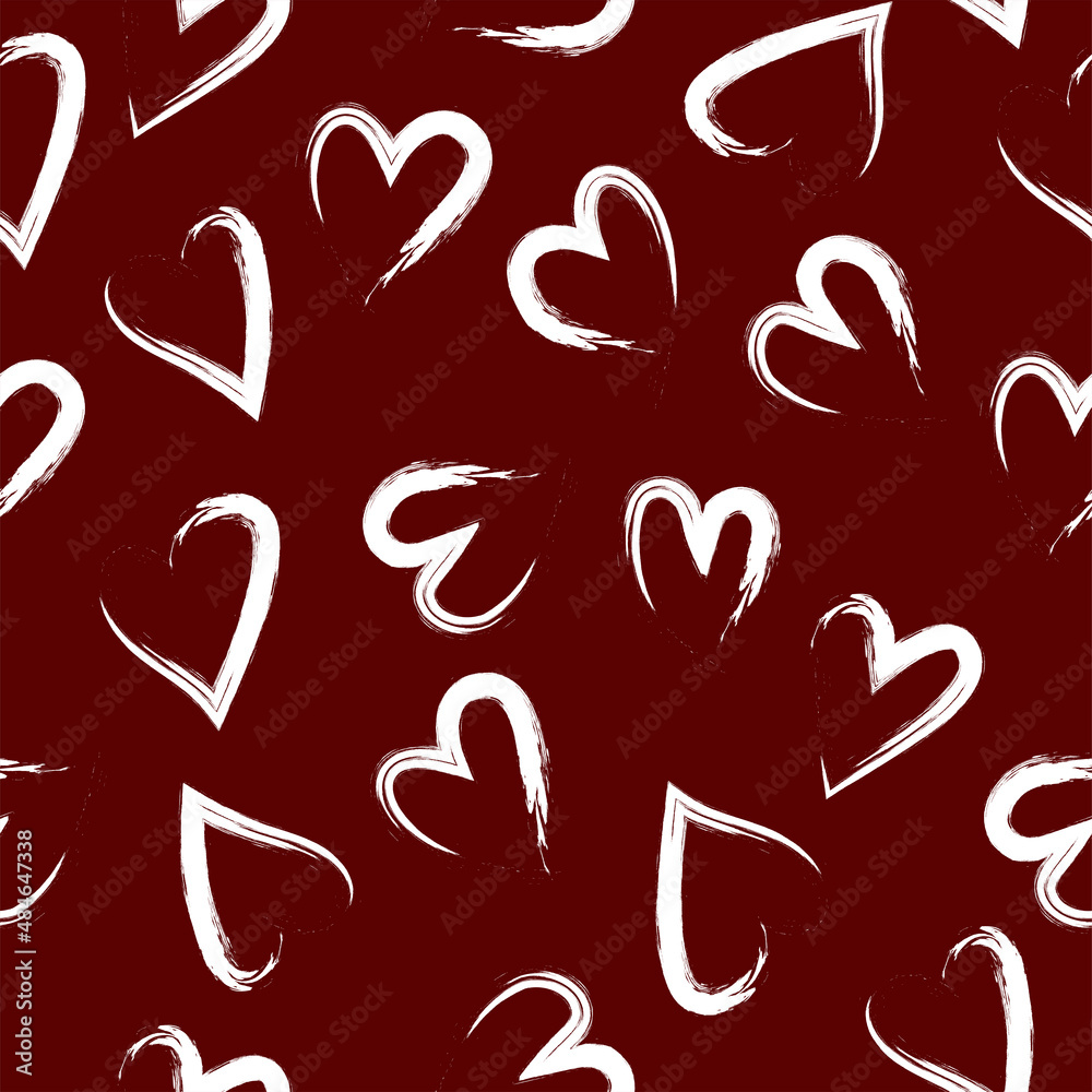 Vector illustration. Hand drawn seamless pattern of hearts. Background in doodle style, ink. Valentine's Day, Mother's Day, greeting card, wallpaper or gift wrapping design.