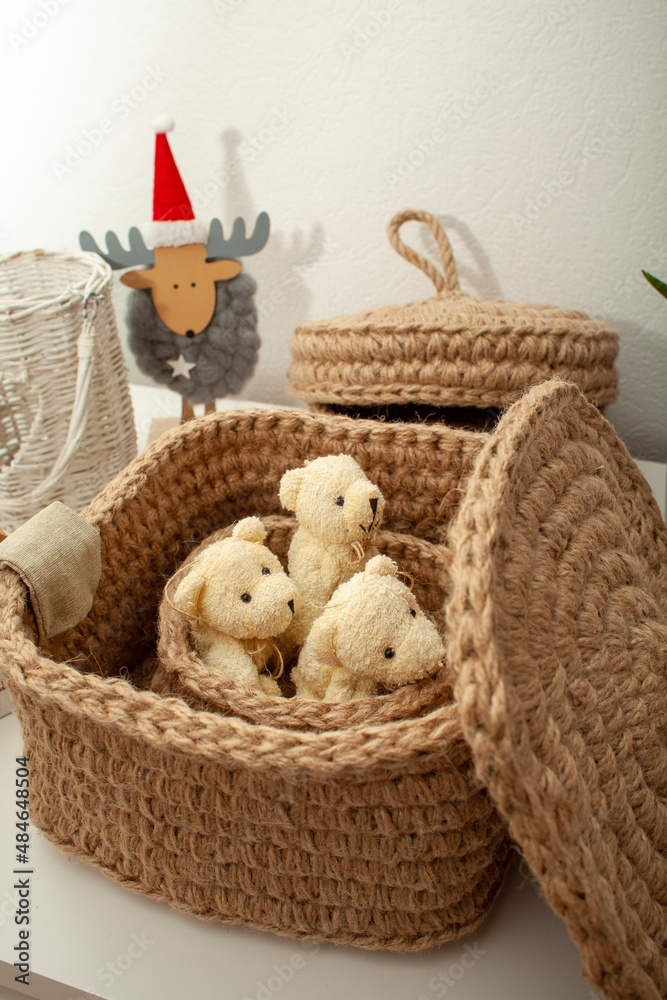 Fototapeta premium basket with teddy bears
