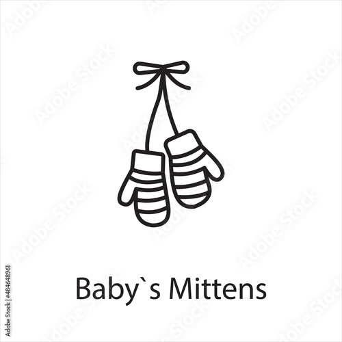 Baby`s Mittens icon in vector. Logotype