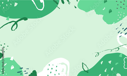  緑・黄緑のミニマル・アブストラクト・手描きの背景デザイン