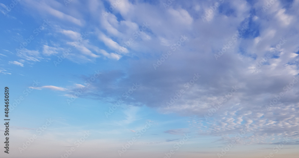 Clear color panoramic sky with clouds on a sunny day