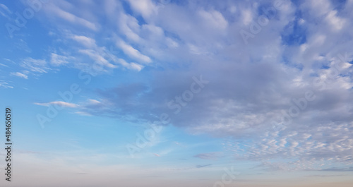 Clear color panoramic sky with clouds on a sunny day