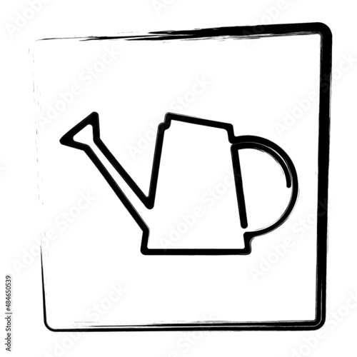 Garden watering can brush in a frame, vector illustration.