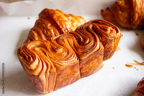 Variety of delicious homemade croissant and bakery