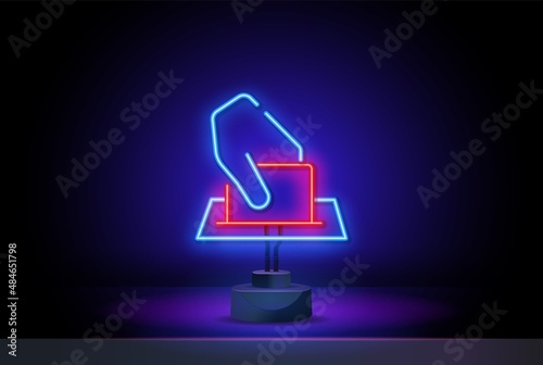 Voting button neon icon. Elements of election set. Simple icon for websites, web design, mobile app, info graphics