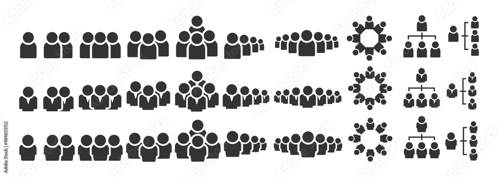 Crowd of people icons. Grouping people design. Business user symbol collection isolated on white background.