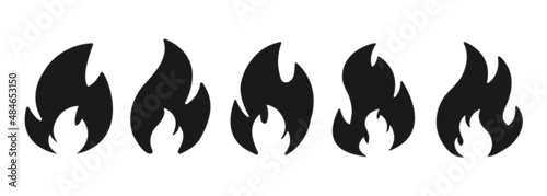 Fire flame flat icon set. Fire flame symbol flat style collection.