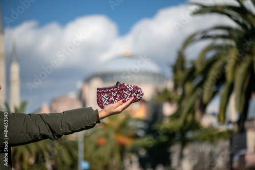 Traditional Turkish Patterns to Knit also known Turkish translate: Patik and historical backround photo